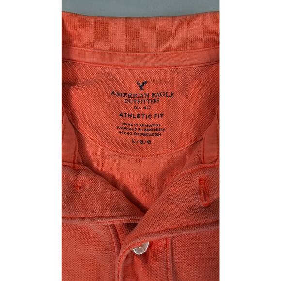 American eagle vintage 90s bright orange polo sz L athletic fit high visibility - Picture 5 of 7